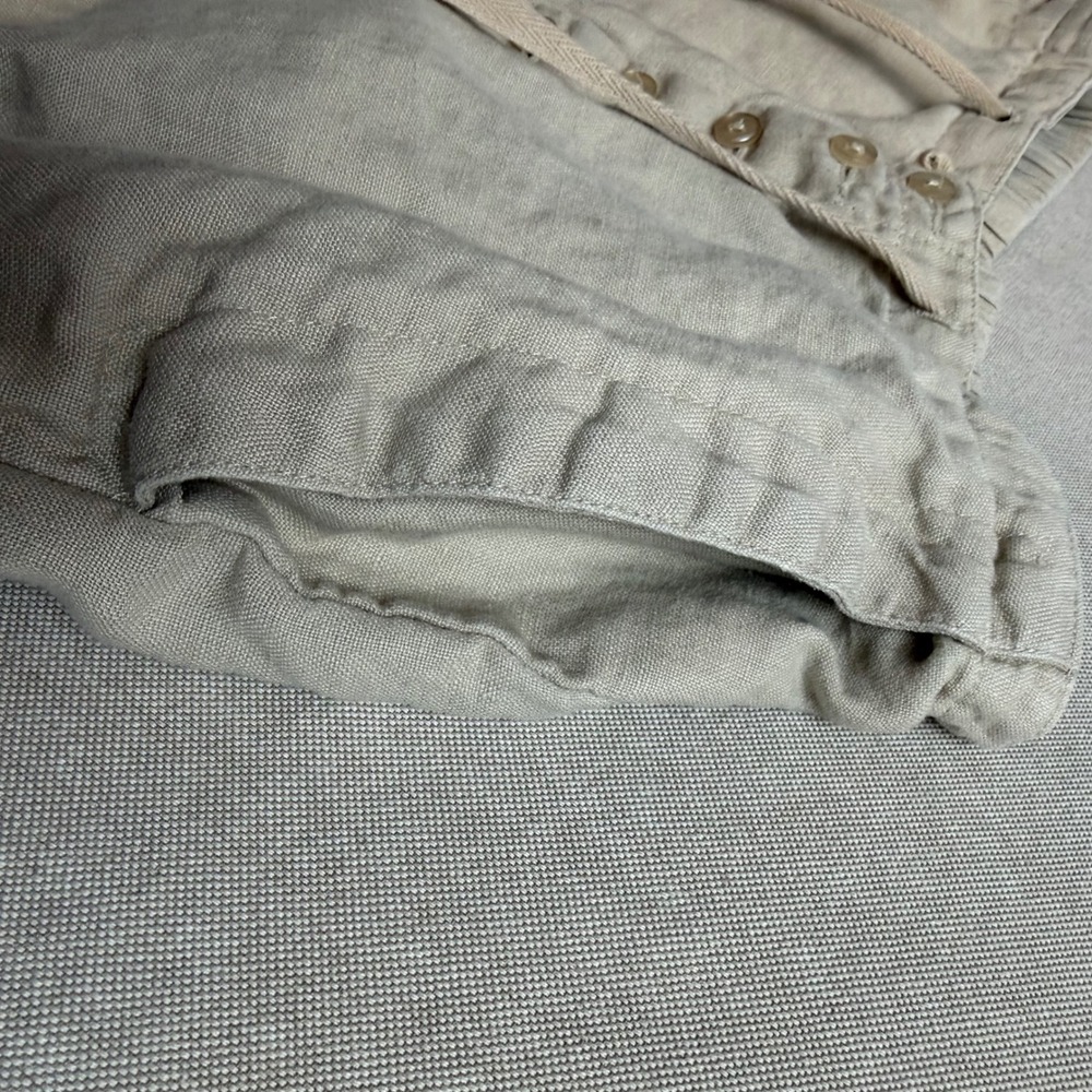 Chadwick's Womens 100% Linen Shorts Beige Button Front Drawstring Size 10 - Picture 9 of 9